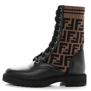 FENDI Rockoko leather biker boots with stretch fabric